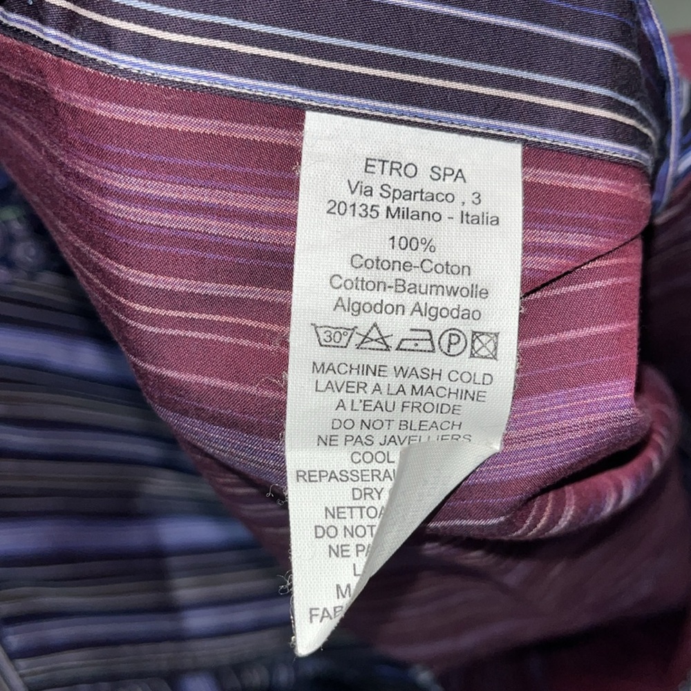 Etro Men’s Dress Shirt Size 38 (US 15) - Picture 14 of 14
